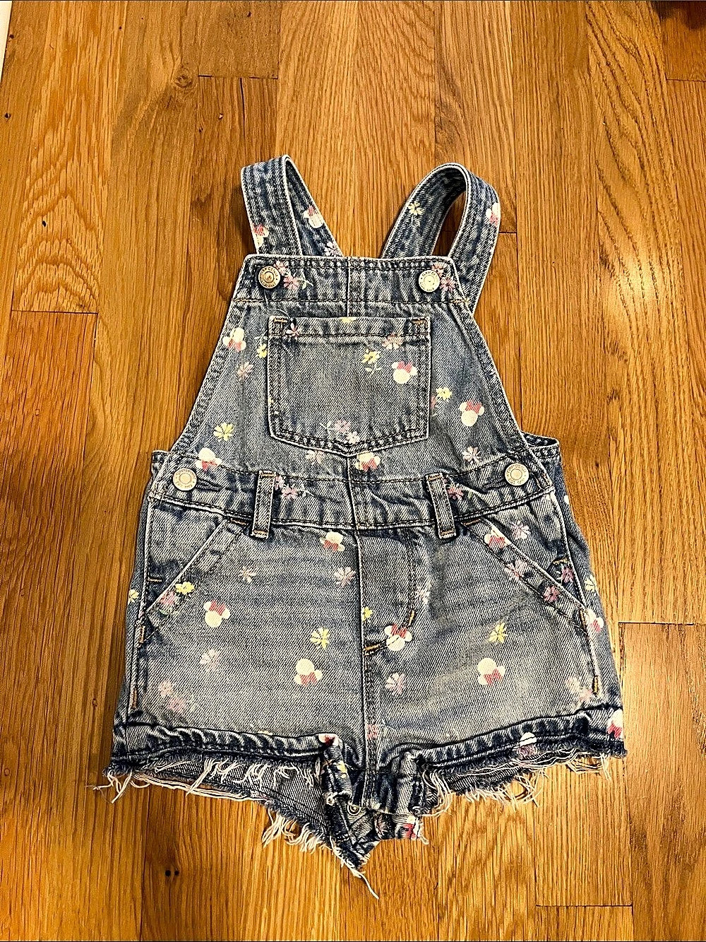 Baby Gap x Disney Minnie Mouse Floral Denim Shortalls Disney Minnie Mouse Floral
